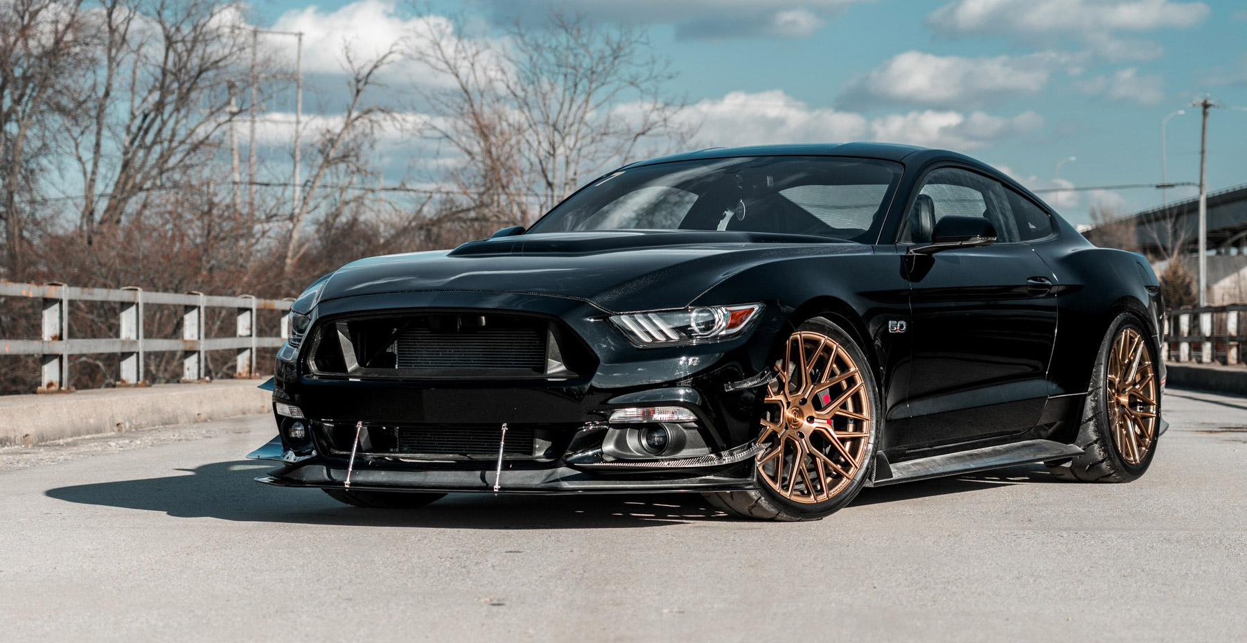 Black Ford Mustang x Rohana RFX10 Wheels (Finished in Brushed Bronze)