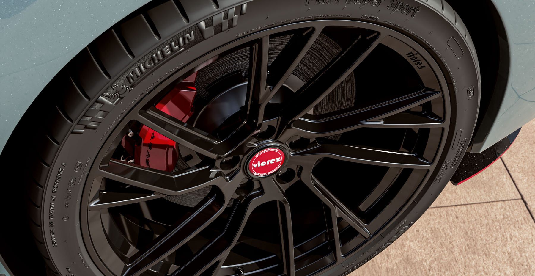 Shadow Gray Metallic Corvette C8 x Vicrez VYF Forged Wheels (Finished in Gloss Black)