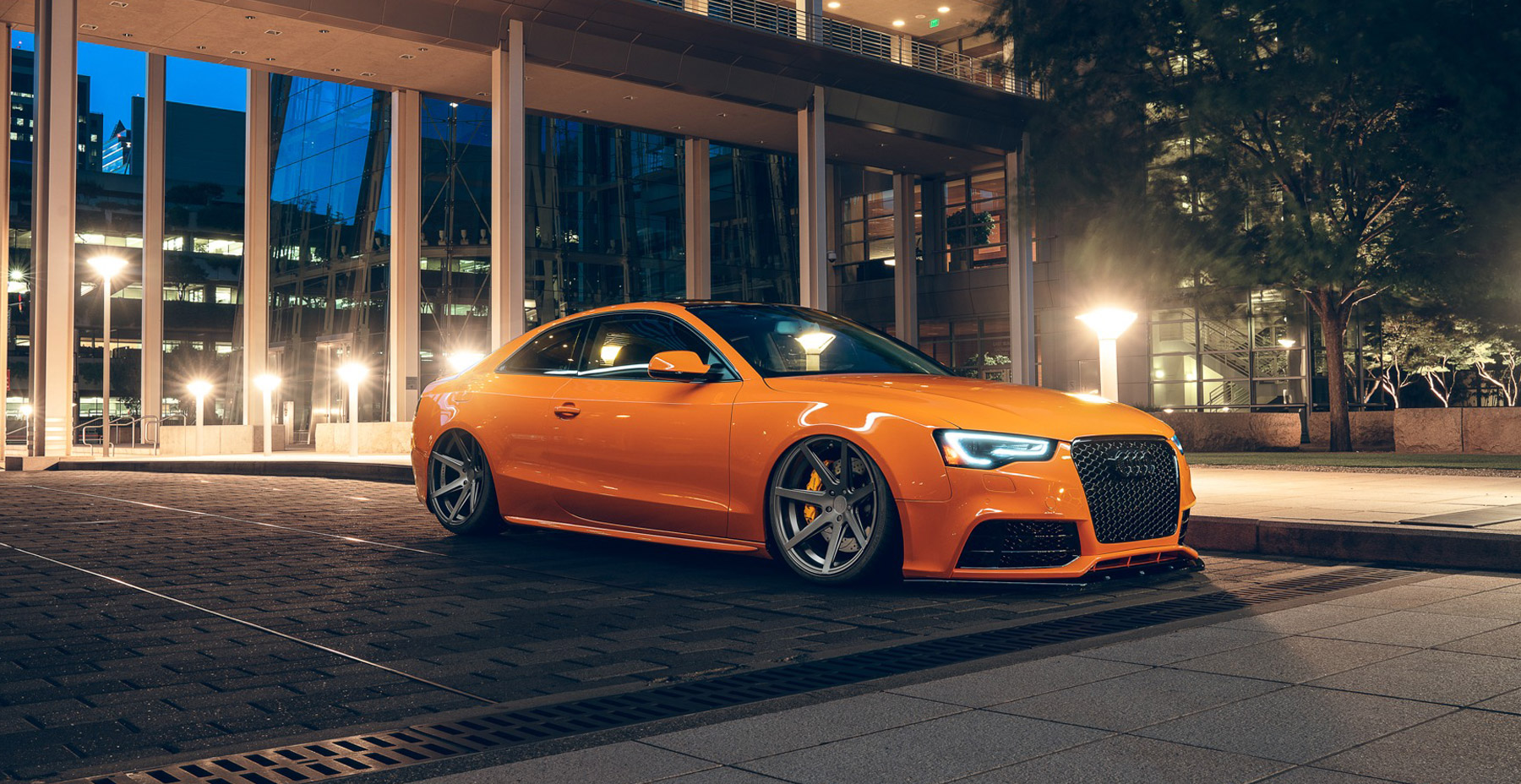 Orange Audi A5 x Rohana RC7 Wheels (Finished in Matte Graphite)