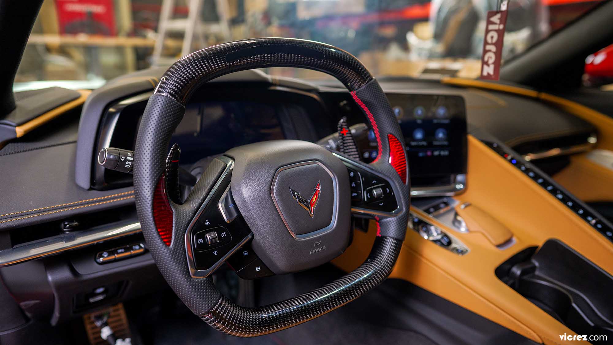 Vicrez Carbon Fiber Steering Wheel +LED Dash vz102115 | Chevrolet Corvette C8 2020-2021