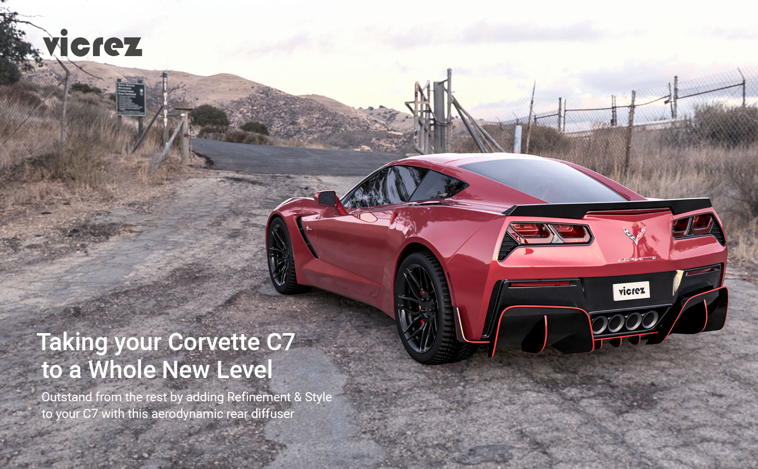 Vicrez Chevrolet Corvette C7 2014-2018 Vesper Polyurethane Rear Diffuser vz101055