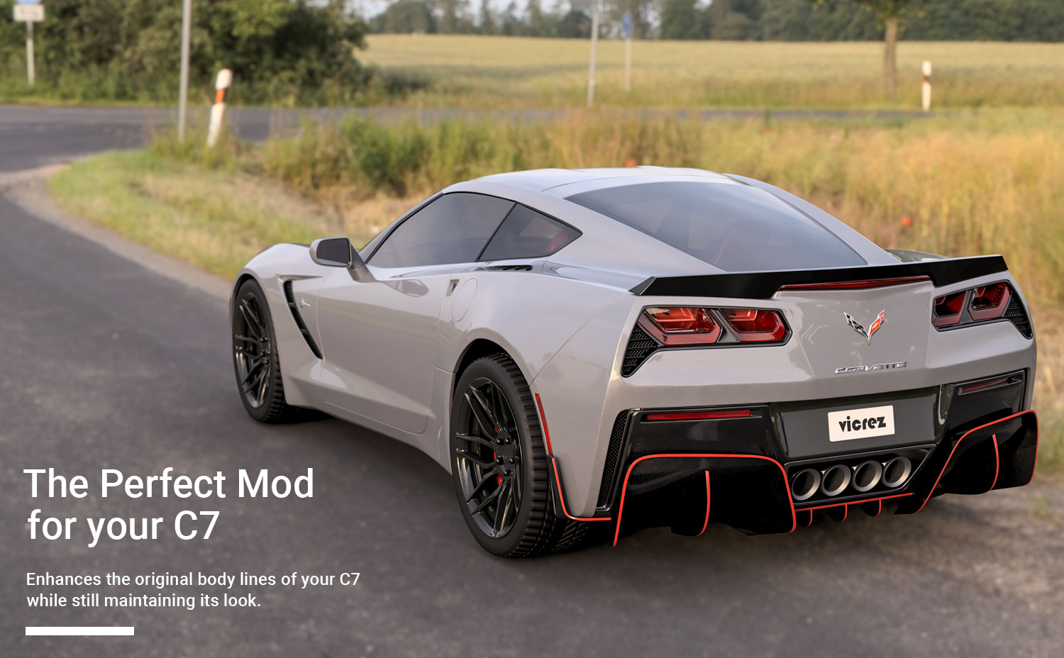 Vicrez Chevrolet Corvette C7 2014-2018 Vesper Polyurethane Rear Diffuser vz101055