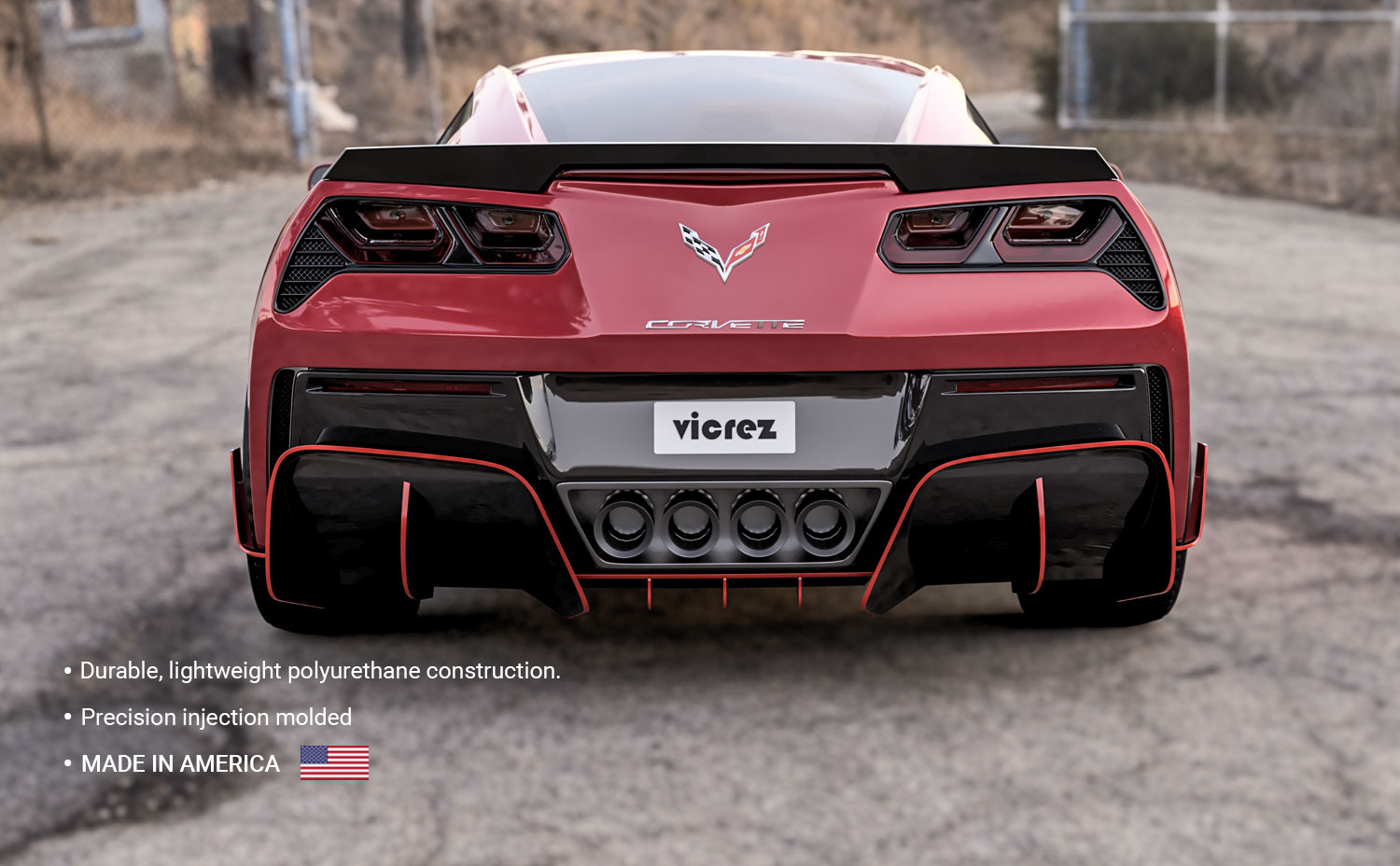 Vicrez Chevrolet Corvette C7 2014-2018 Vesper Polyurethane Rear Diffuser vz101055