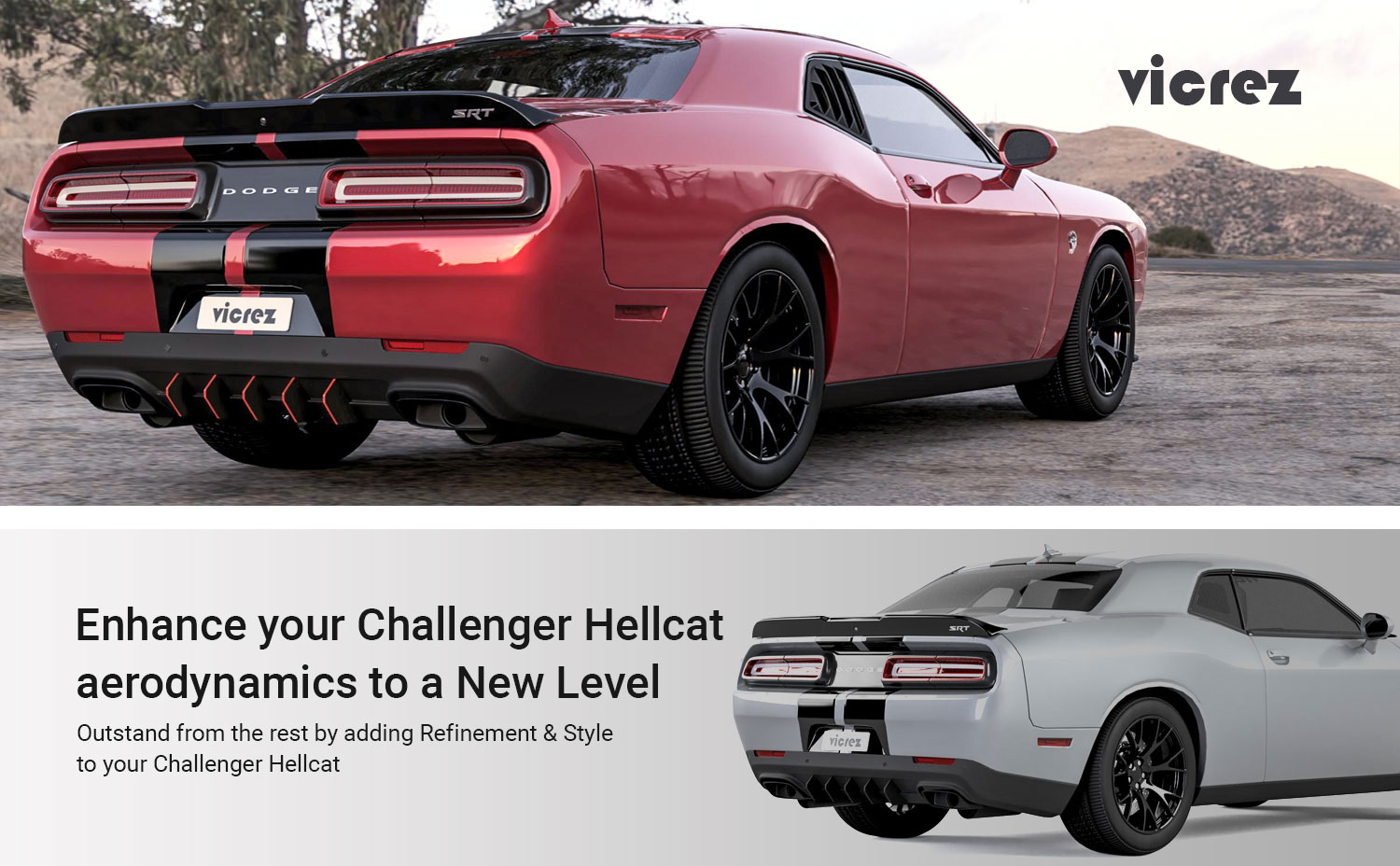 Vicrez Dodge Challenger SRT Hellcat 2015-2019 Rear Diffuser LV Style vz101061