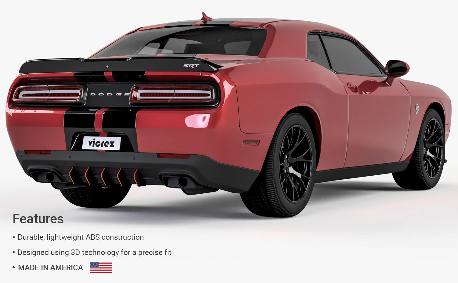 Vicrez Dodge Challenger SRT Hellcat 2015-2019 Rear Diffuser LV Style vz101061