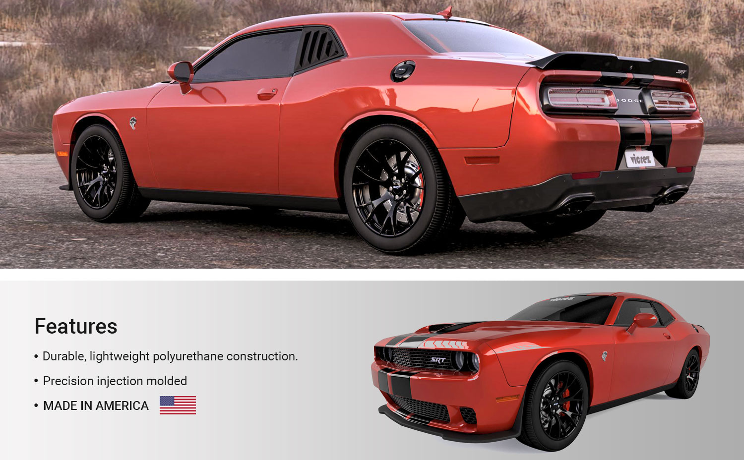 Vicrez Dodge Challenger SRT Hellcat 2015-2018 LV Style Polyurethane Quarter Window Louvers vz100861