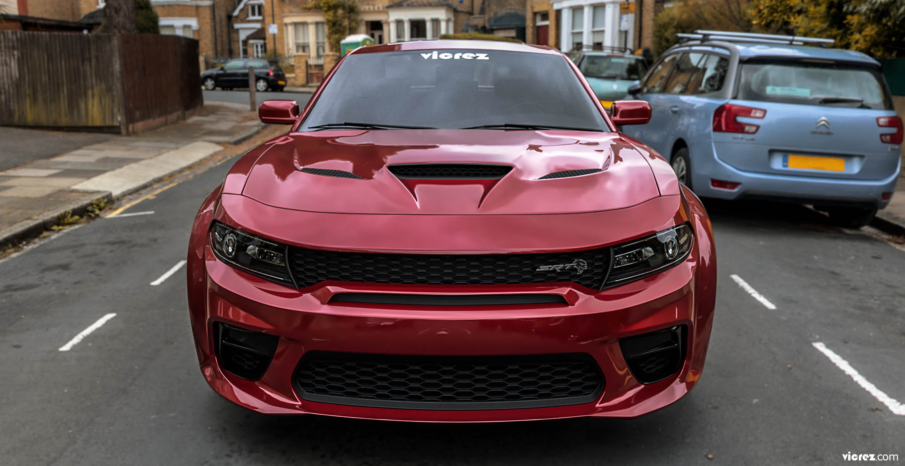 Vicrez Hellcat Style Hood W/ Air Vent Scoop vz101849 | Dodge Charger ...