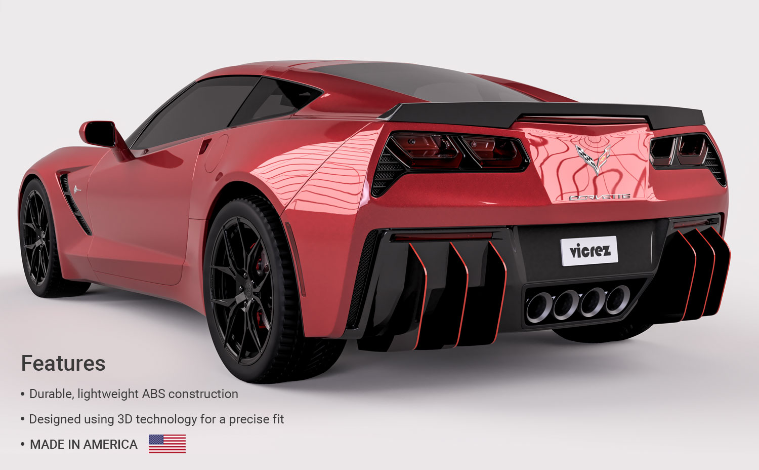 Vicrez Centa Rear Diffuser Add-on vz101071 for 2014-2019 Chevrolet Corvette C7