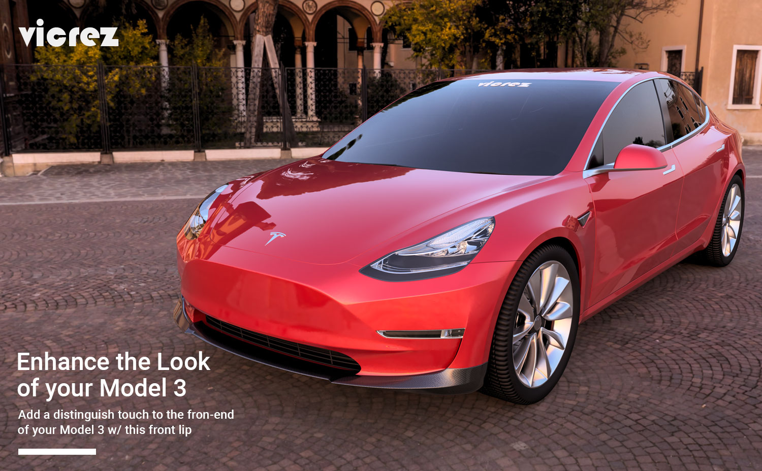 Vicrez Tesla Model 3 2017-2019 BLZ Sytle Carbon Fiber Front Lip vz101063
